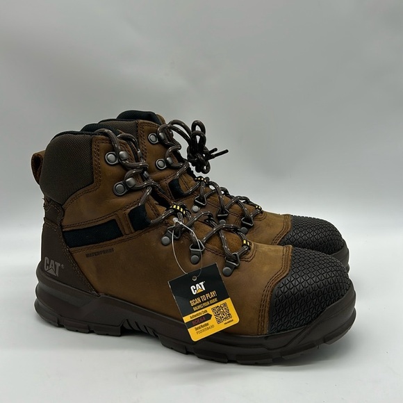 2067- CAT Caterpillar Steel Toe Waterproof Work Boots Men’s Size 13 Brown NWT - Picture 2 of 9